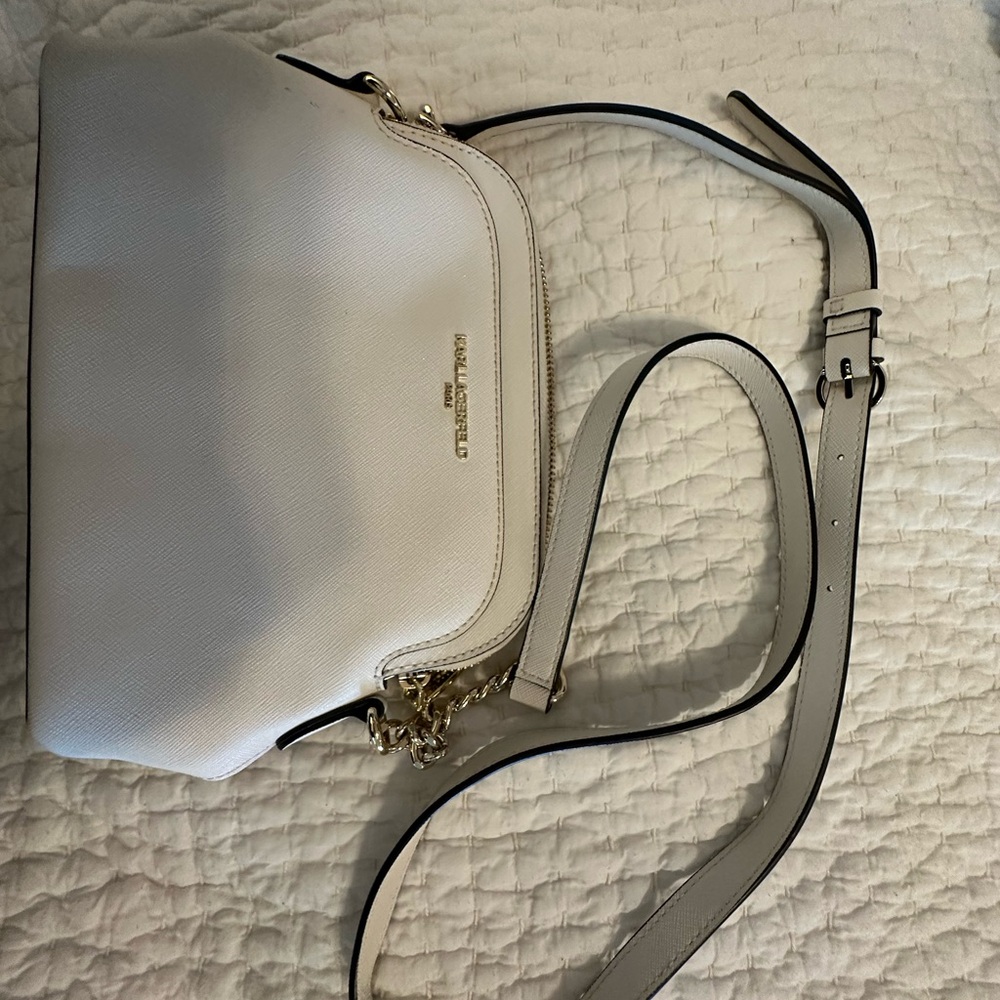 Karl Lagerfeld White Crossbody Bag with Gold Hardware